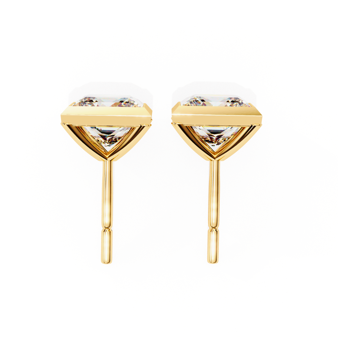 1.77ct Princess Cut Diamond Studs in Bezel Set – H VS1